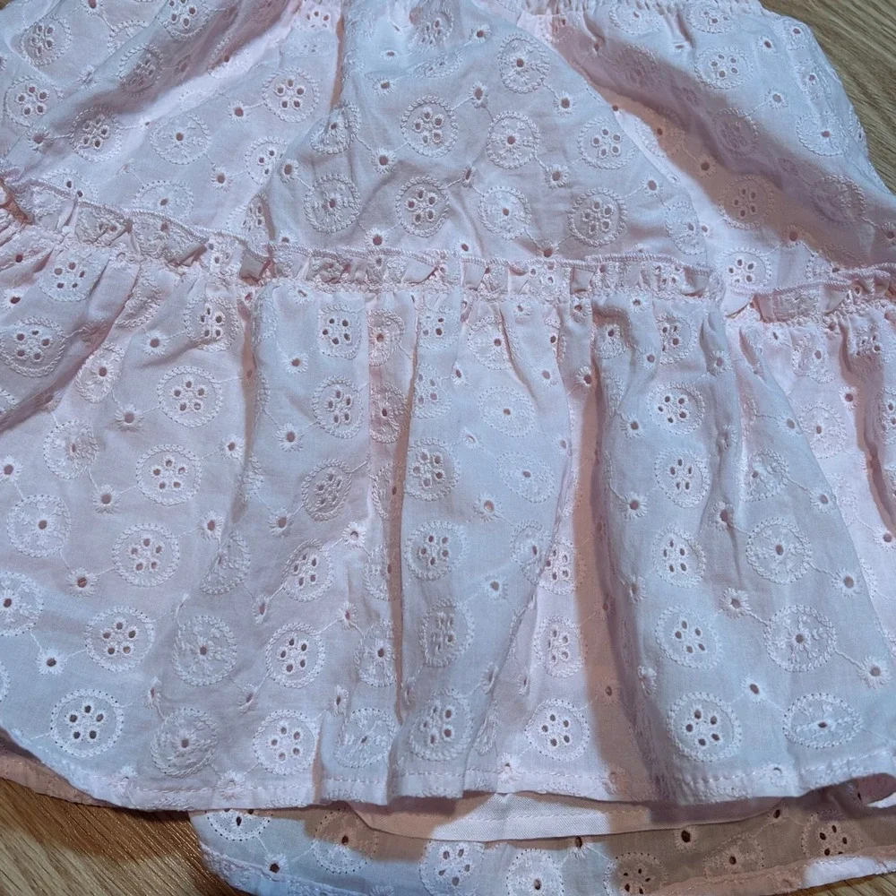 Carters Kid Girls Pink Eyelet Tiered Skirt‎ Smocked Waist Size S 6/7